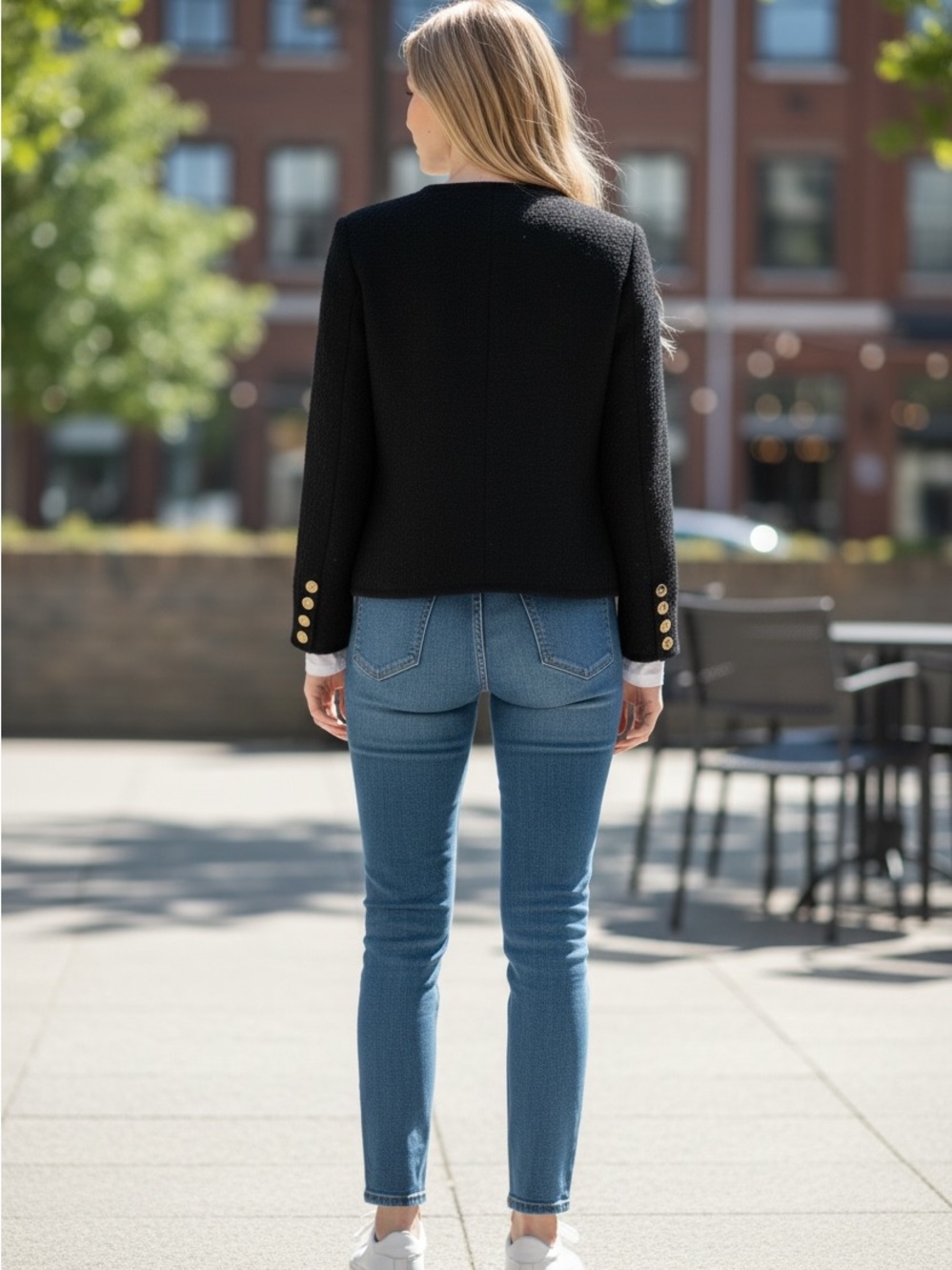Black Textured Gold-Button Jacket NWT - Picture 4 of 12